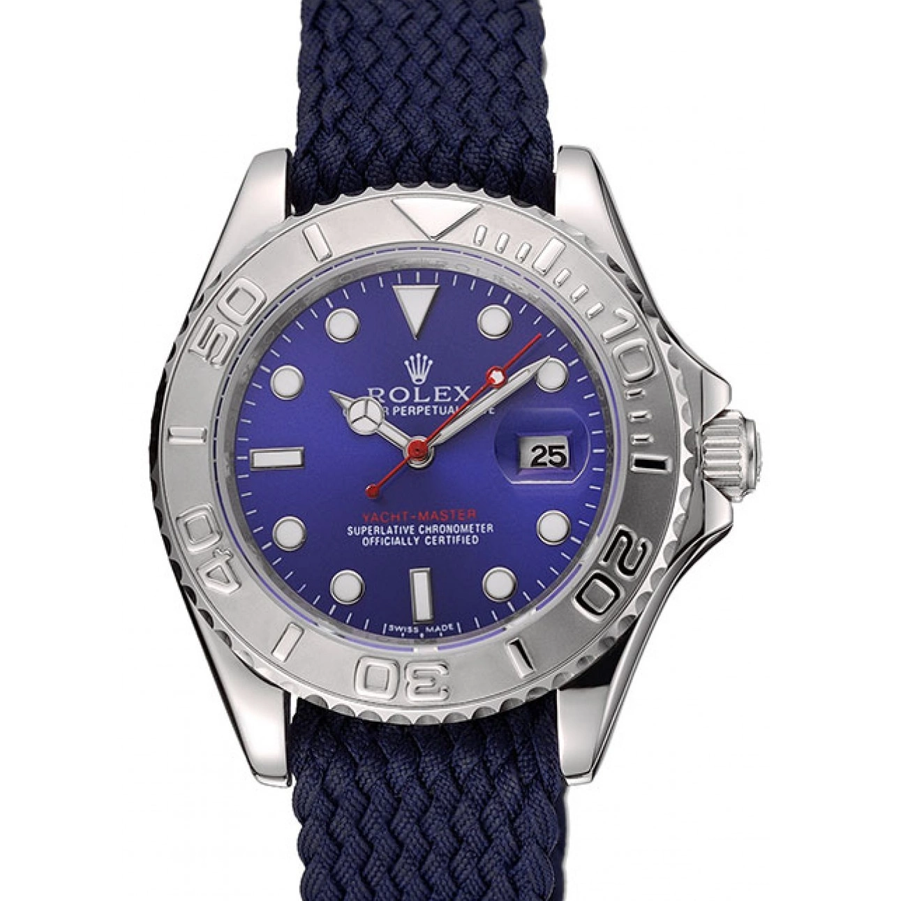 Aaa replica watch Master 1453868 Rolex Blue Yacht Dial Fabric Blue Bracelet 0713
